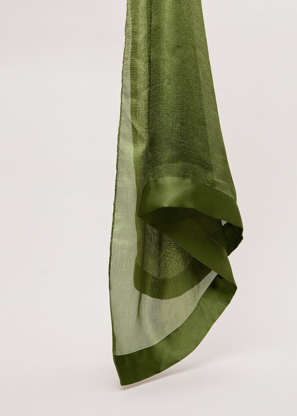 Satin Trim Scarf Green