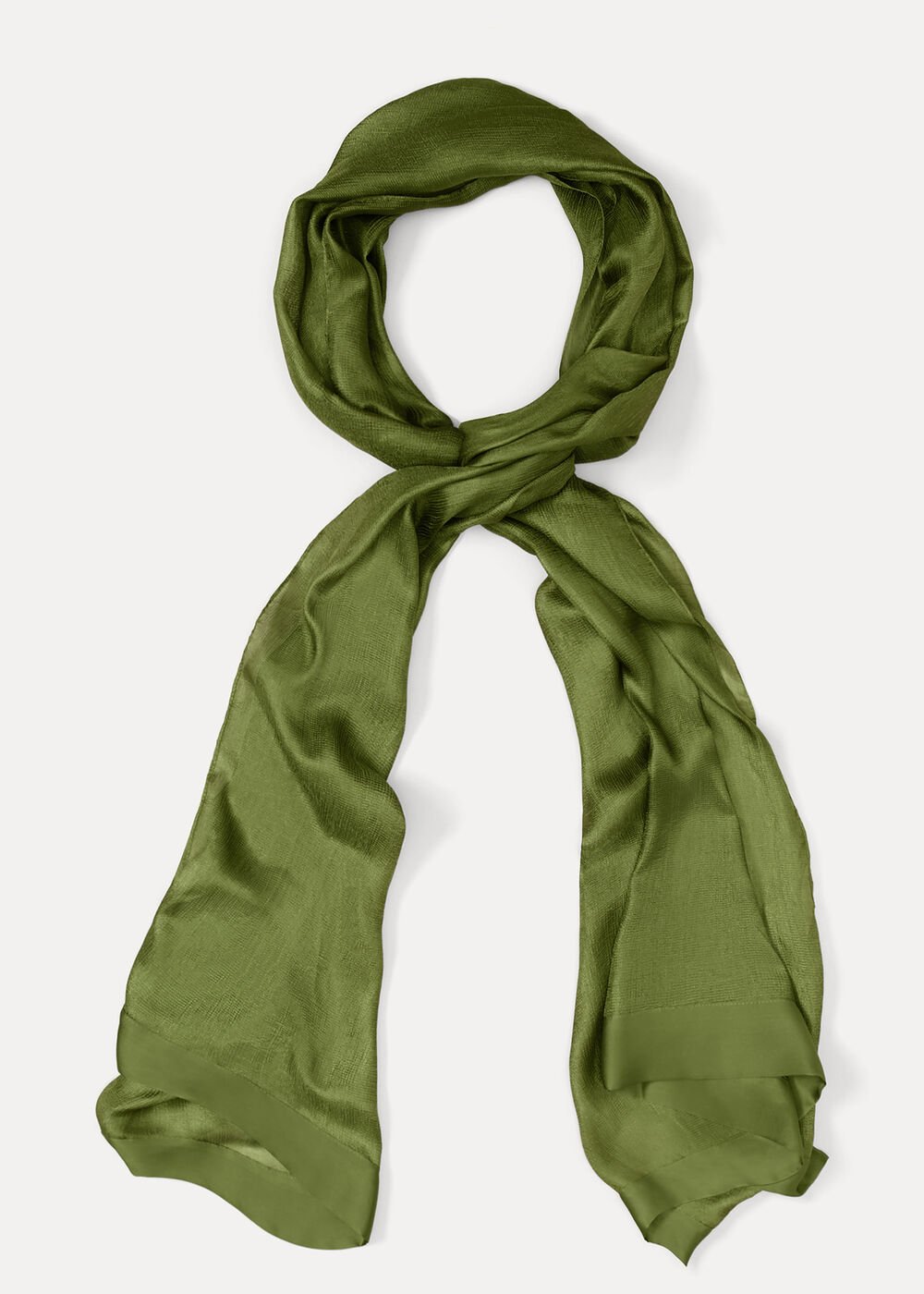 Satin Trim Scarf Green
