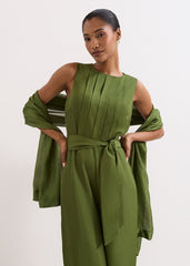Satin Trim Scarf Green