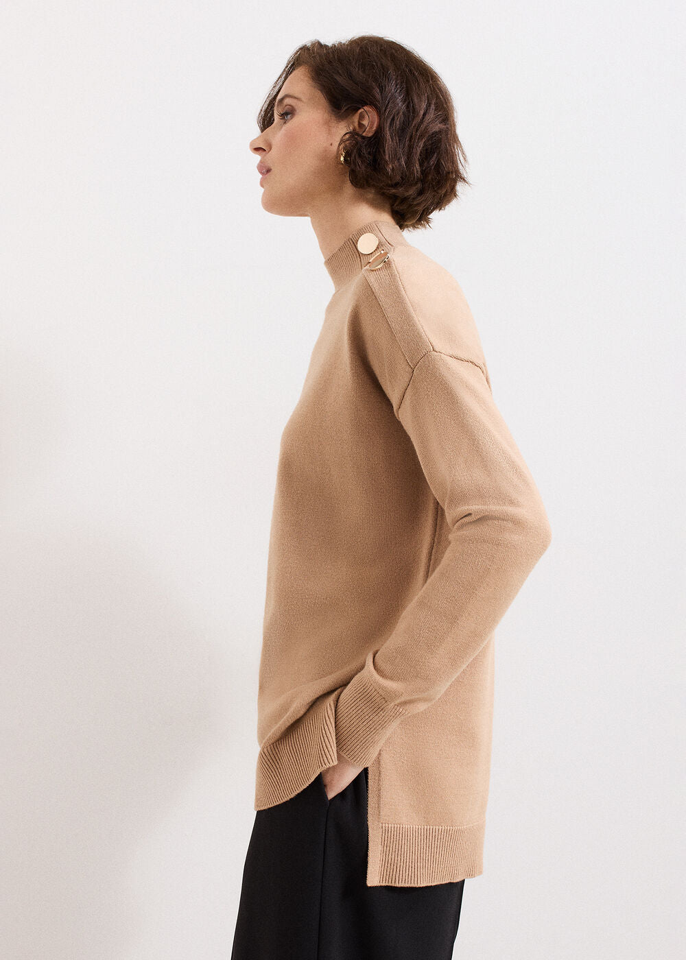 Holly Button Jumper Brown
