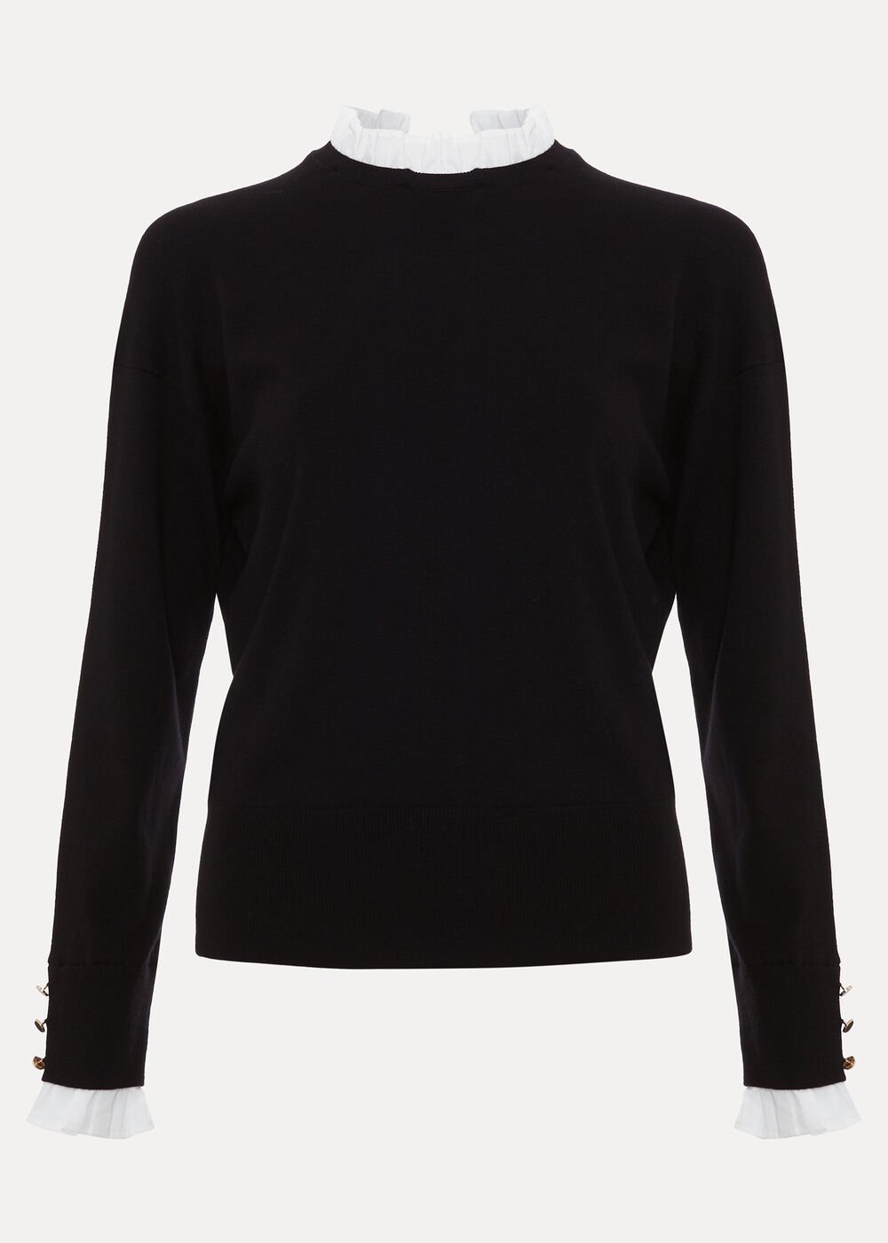 Jenna Collar Top Black/Ivory