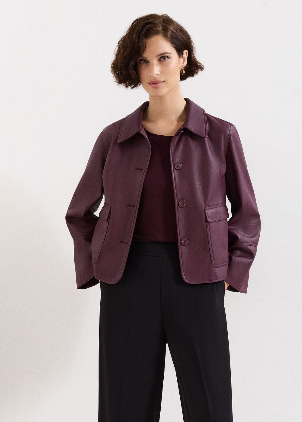 Malina PU Jacket Burgundy