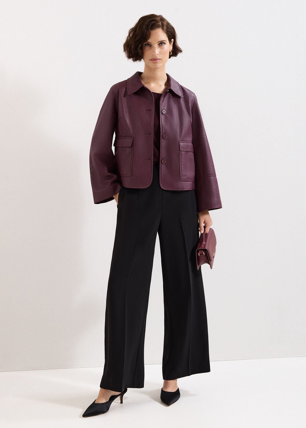 Malina PU Jacket Burgundy