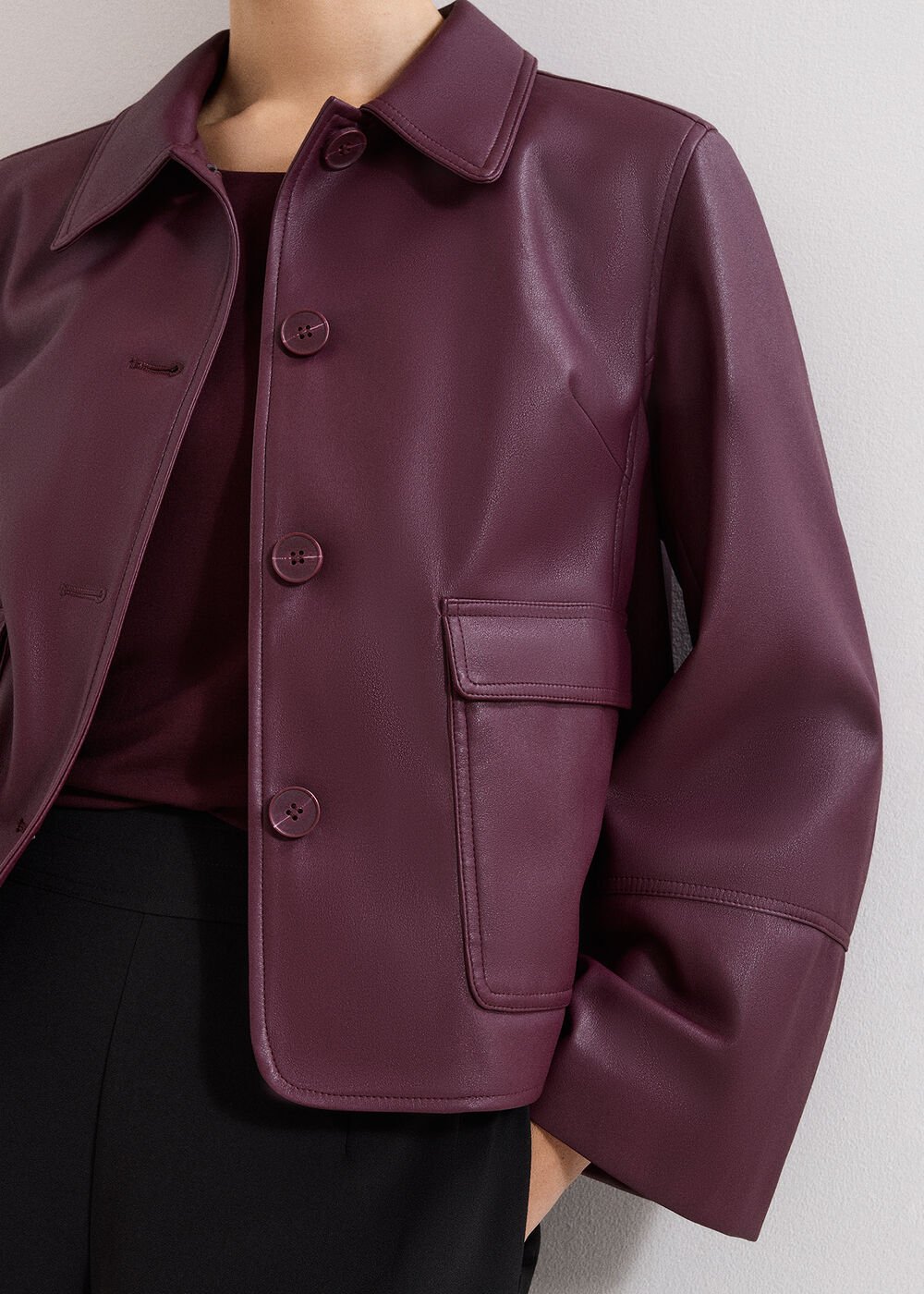 Malina PU Jacket Burgundy