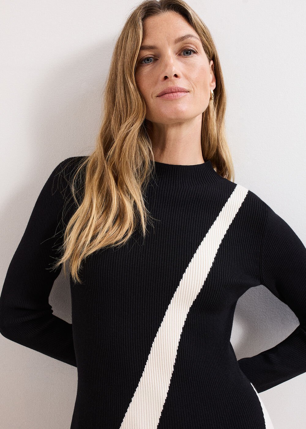 Petite Julie Knit Dress Black/Ivory