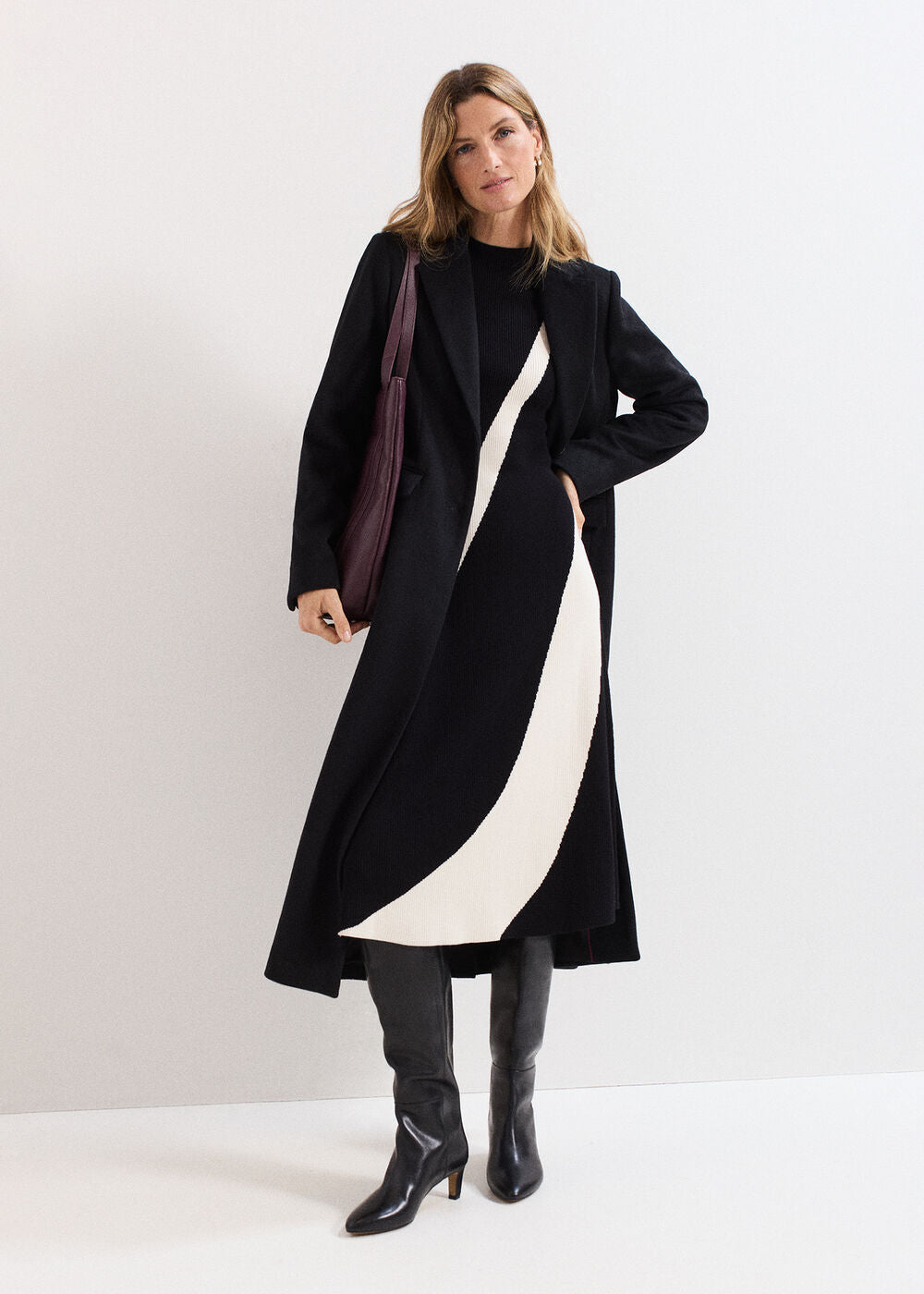 Petite Julie Knit Dress Black/Ivory