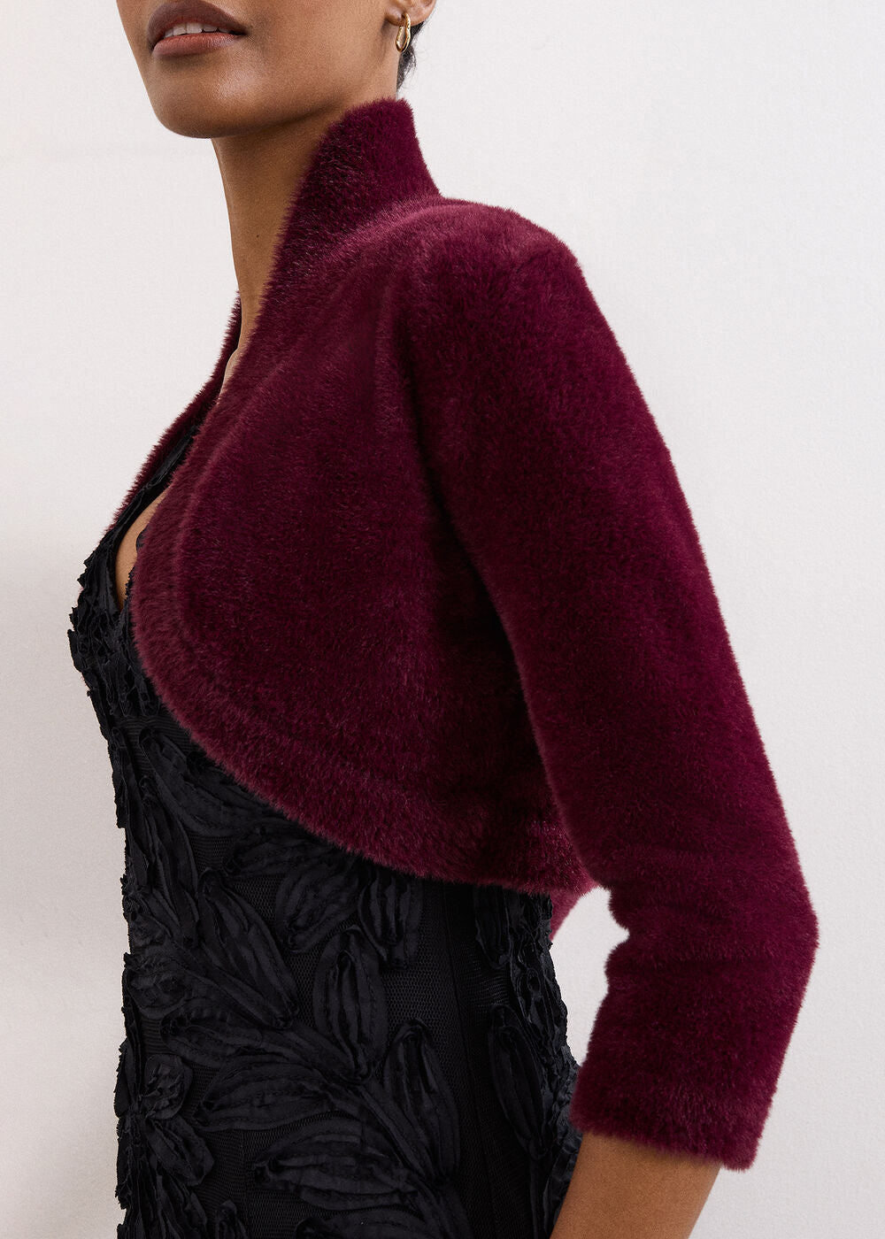 Fay Burgundy Fluffy Bolero Burgundy