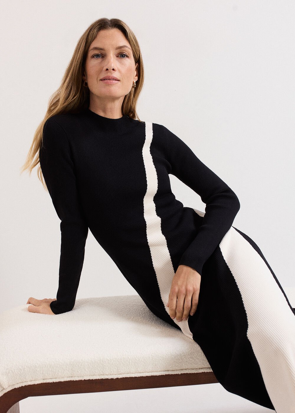 Julie Knit Dress Black/Ivory