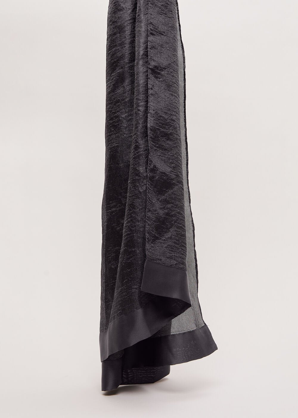Satin Trim Scarf Black