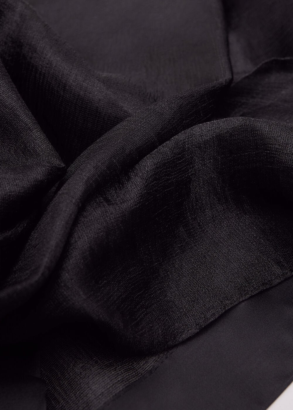 Satin Trim Scarf Black
