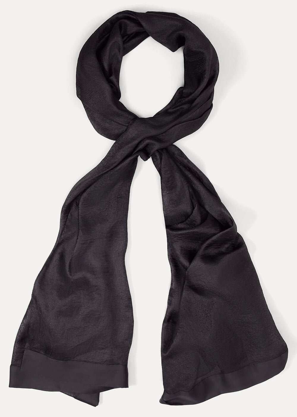 Satin Trim Scarf Black