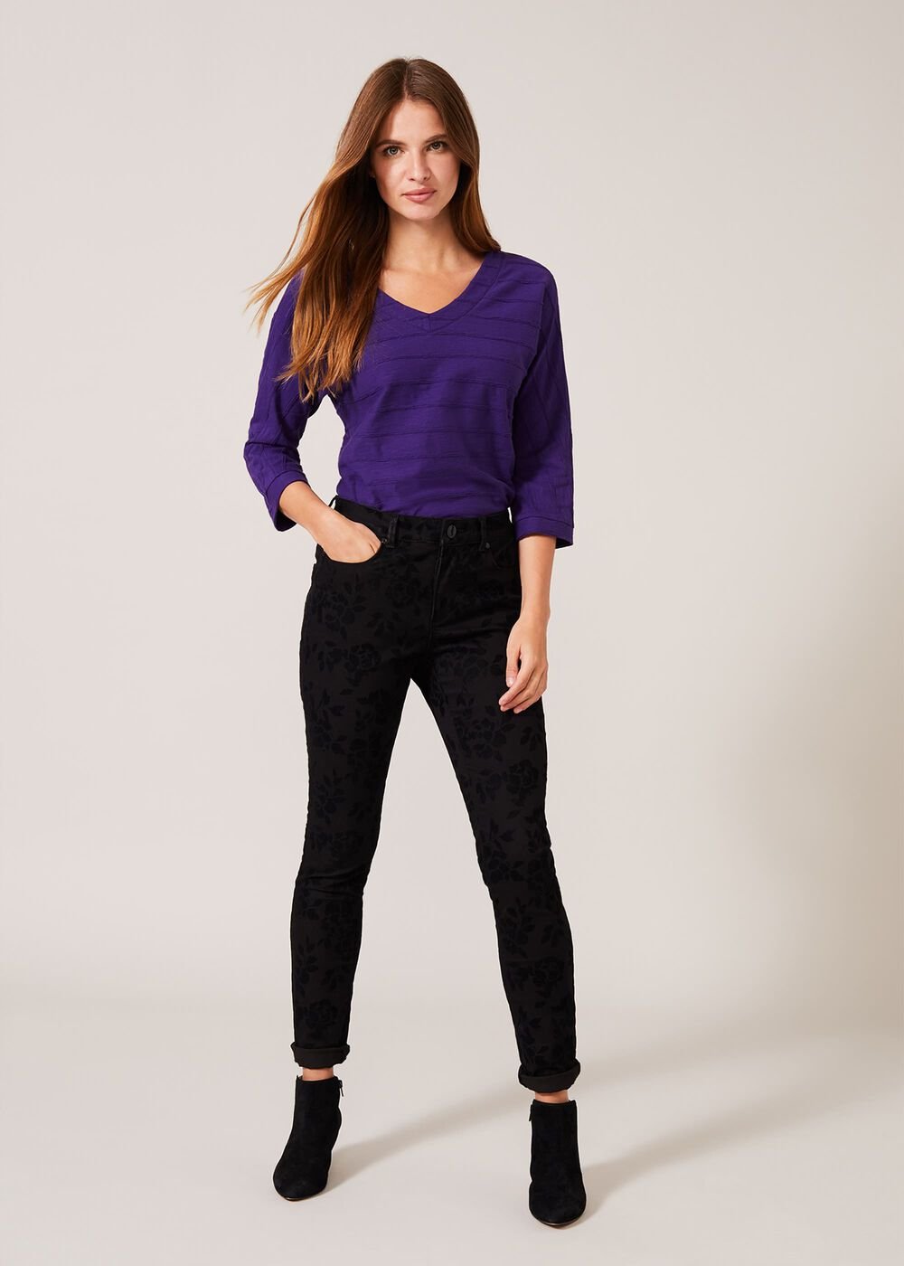 Rose Flock Jean Black