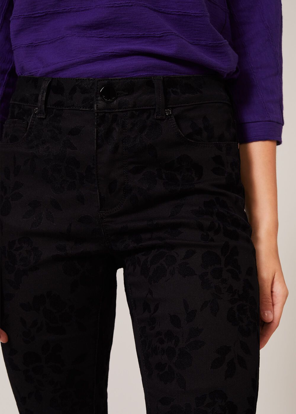 Rose Flock Jean Black