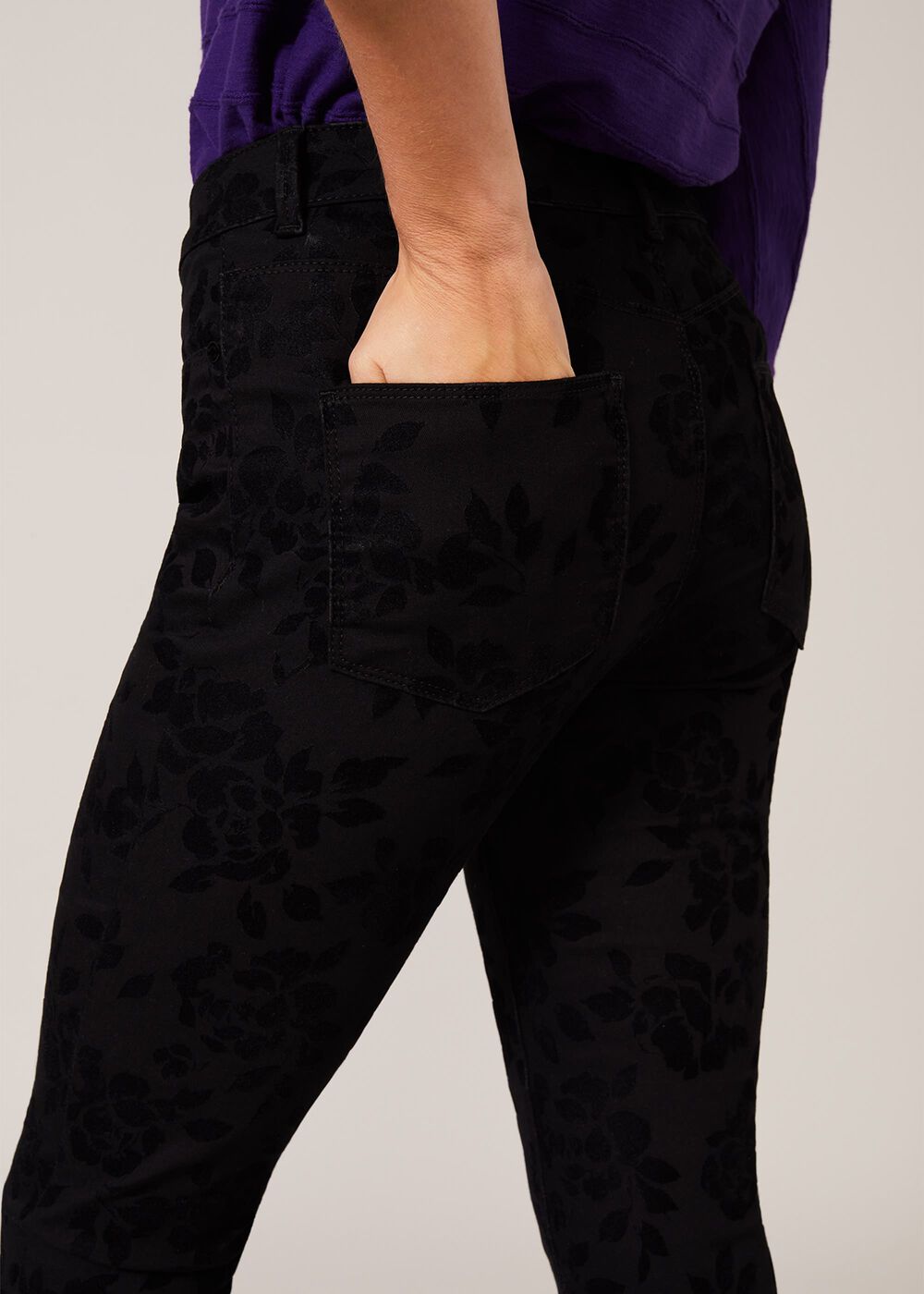 Rose Flock Jean Black