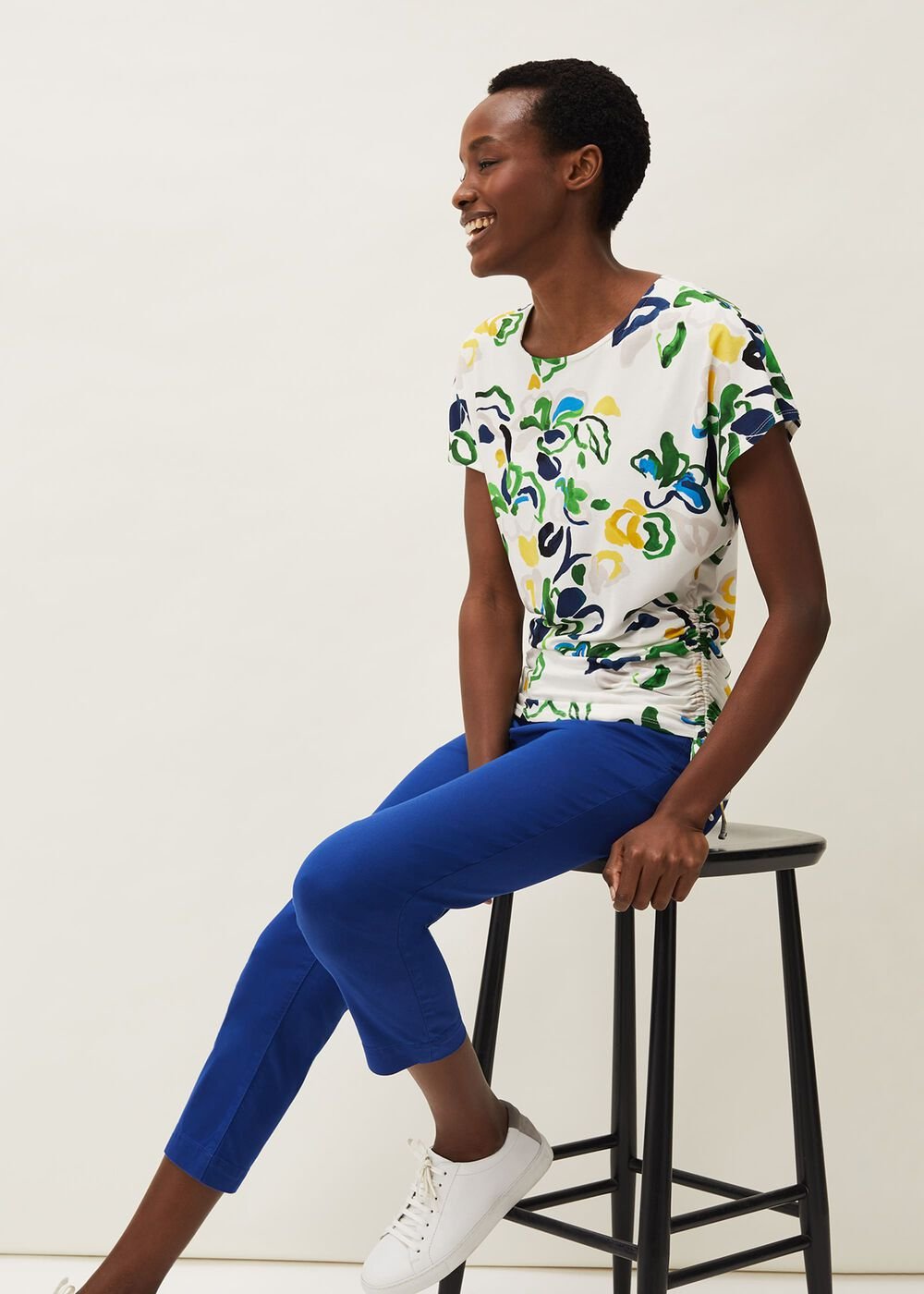 Ramona Cropped Straight Leg Jean Cobalt