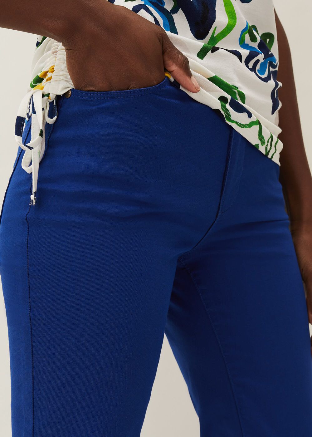 Ramona Cropped Straight Leg Jean Cobalt
