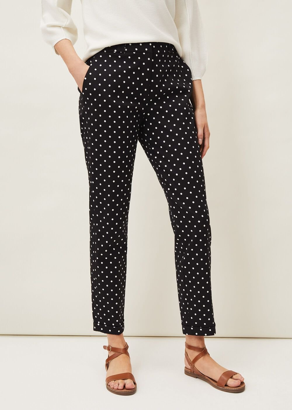 Bea Spot Tapered Trouser Black/White