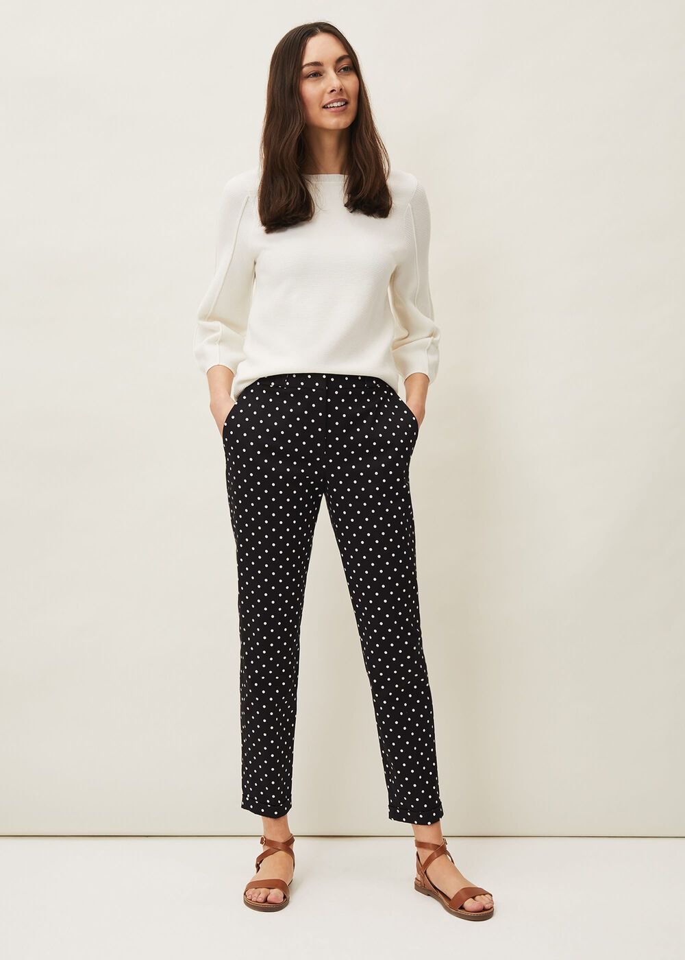 Bea Spot Tapered Trouser Black/White