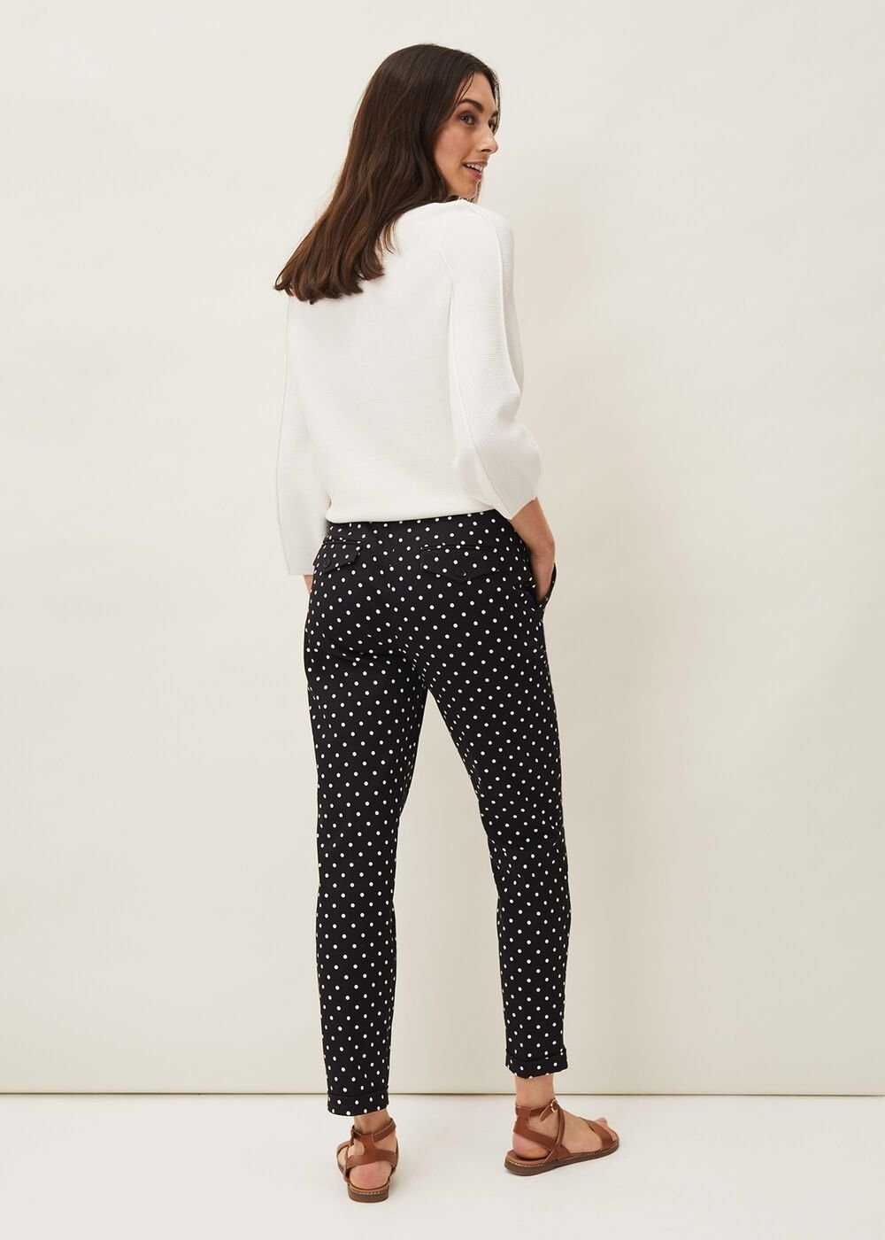Bea Spot Tapered Trouser Black/White