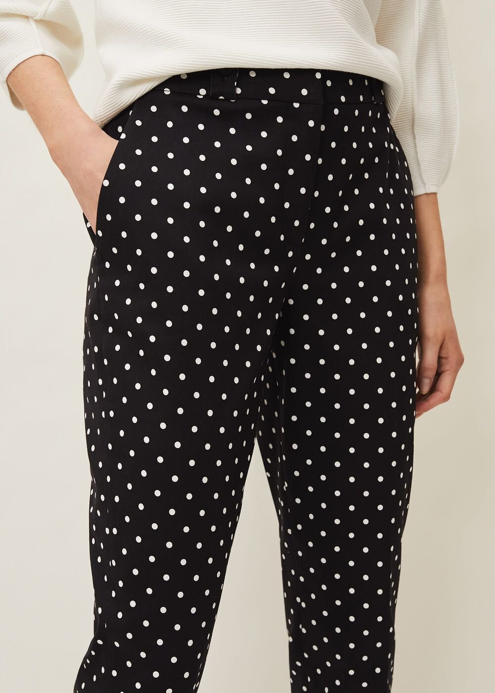 Bea Spot Tapered Trouser Black/White