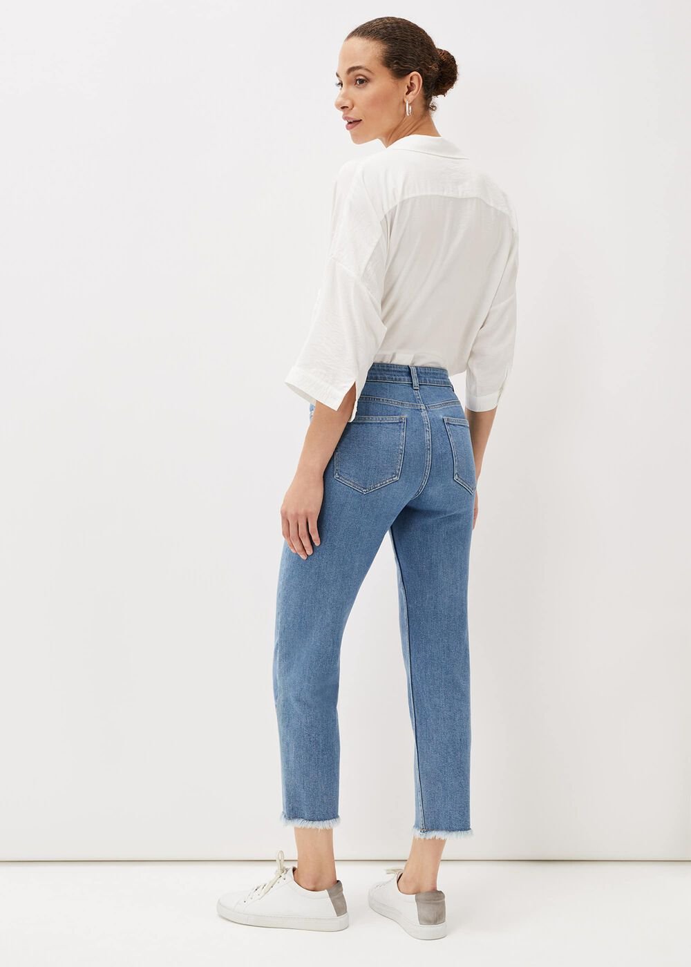 Petra Raw Hem Straight Leg Jean Blue
