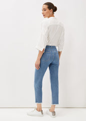 Petra Raw Hem Straight Leg Jean Blue