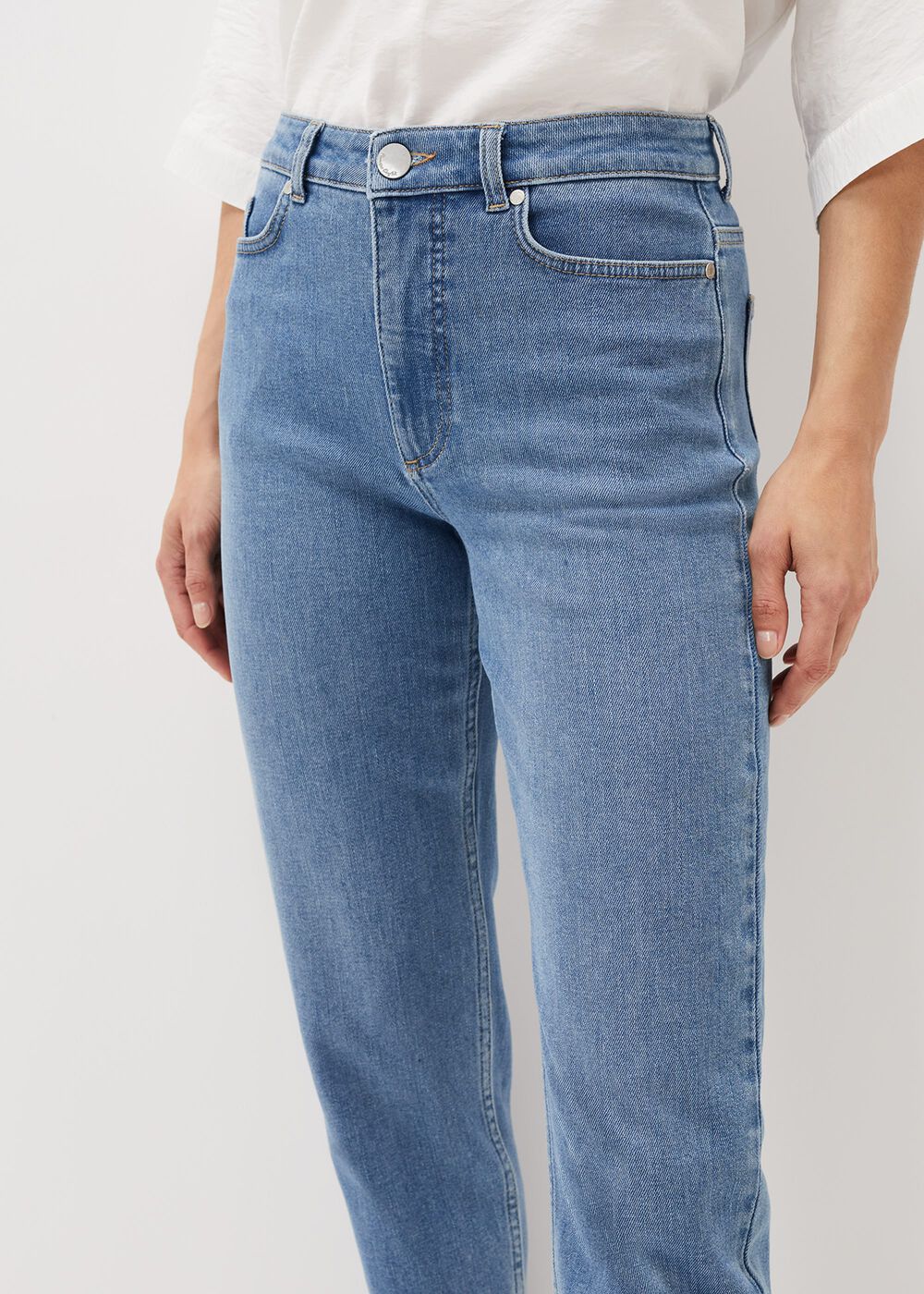 Petra Raw Hem Straight Leg Jean Blue