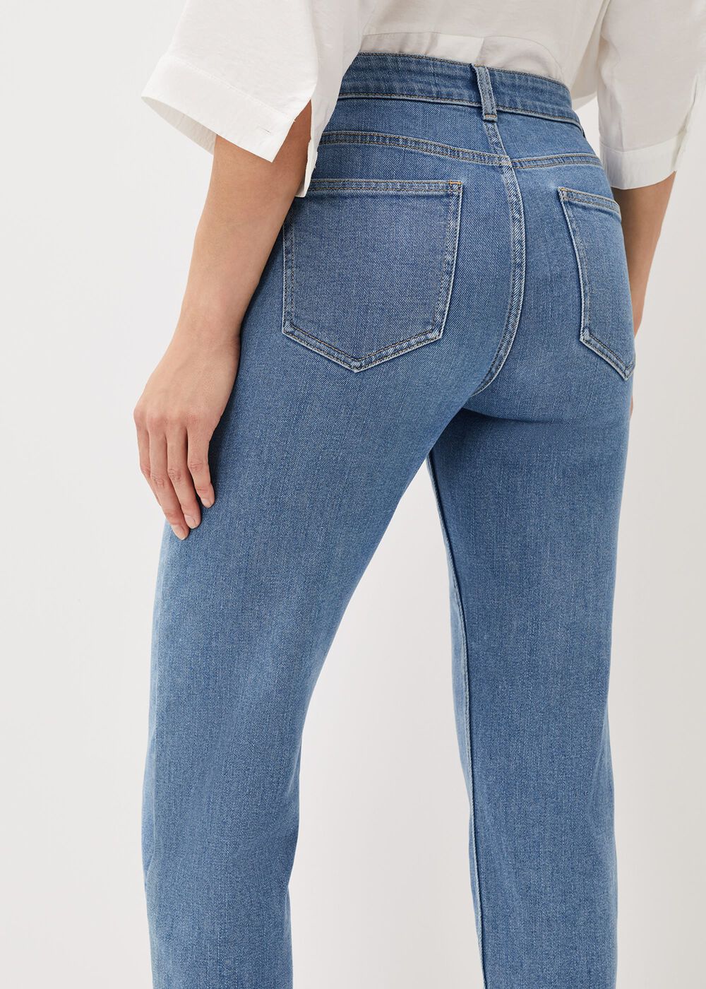 Petra Raw Hem Straight Leg Jean Blue