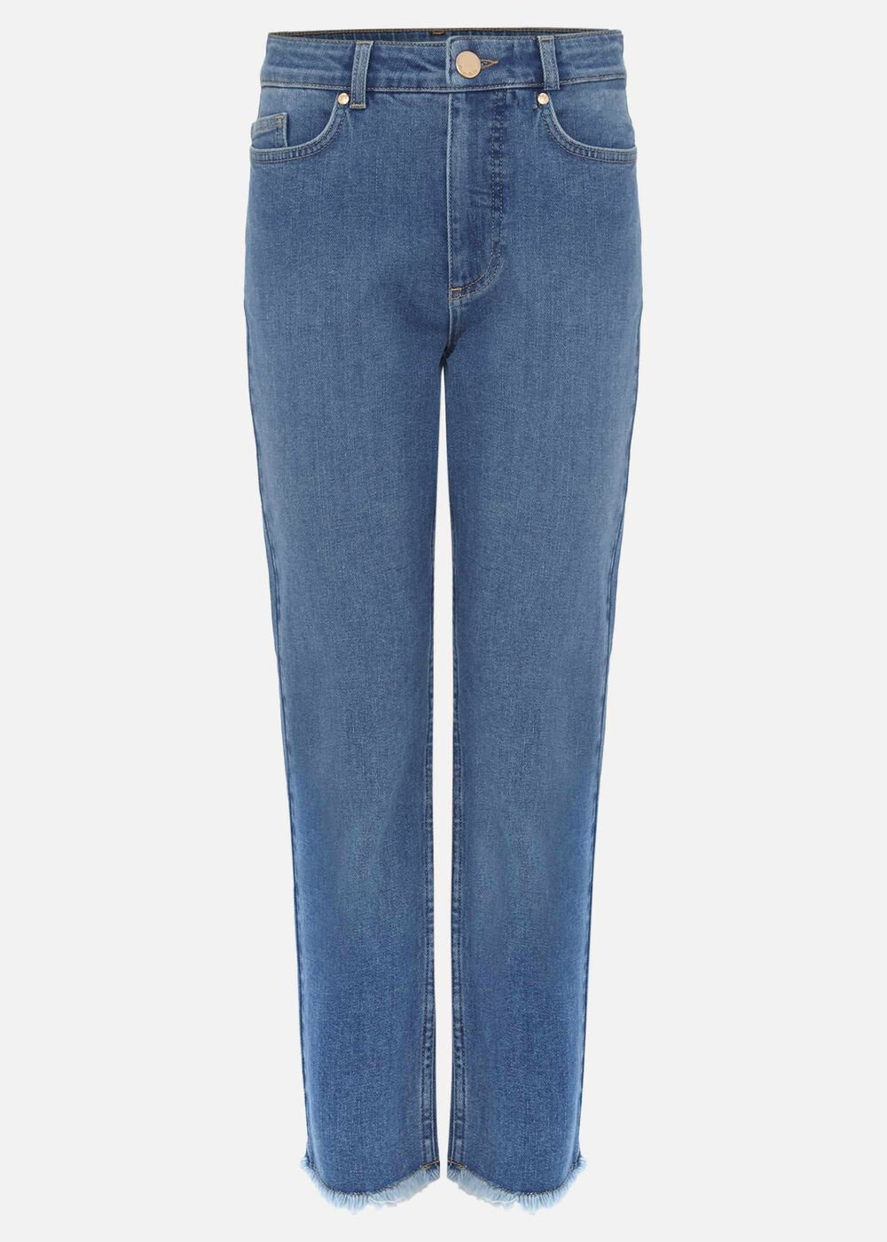 Petra Raw Hem Straight Leg Jean Blue