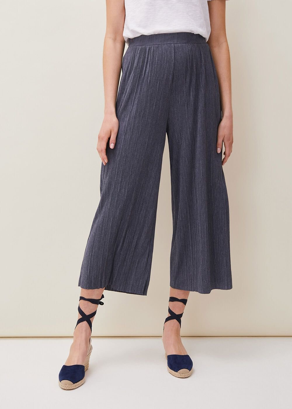 Bradie Plisse Wide Leg Trousers Charcoal