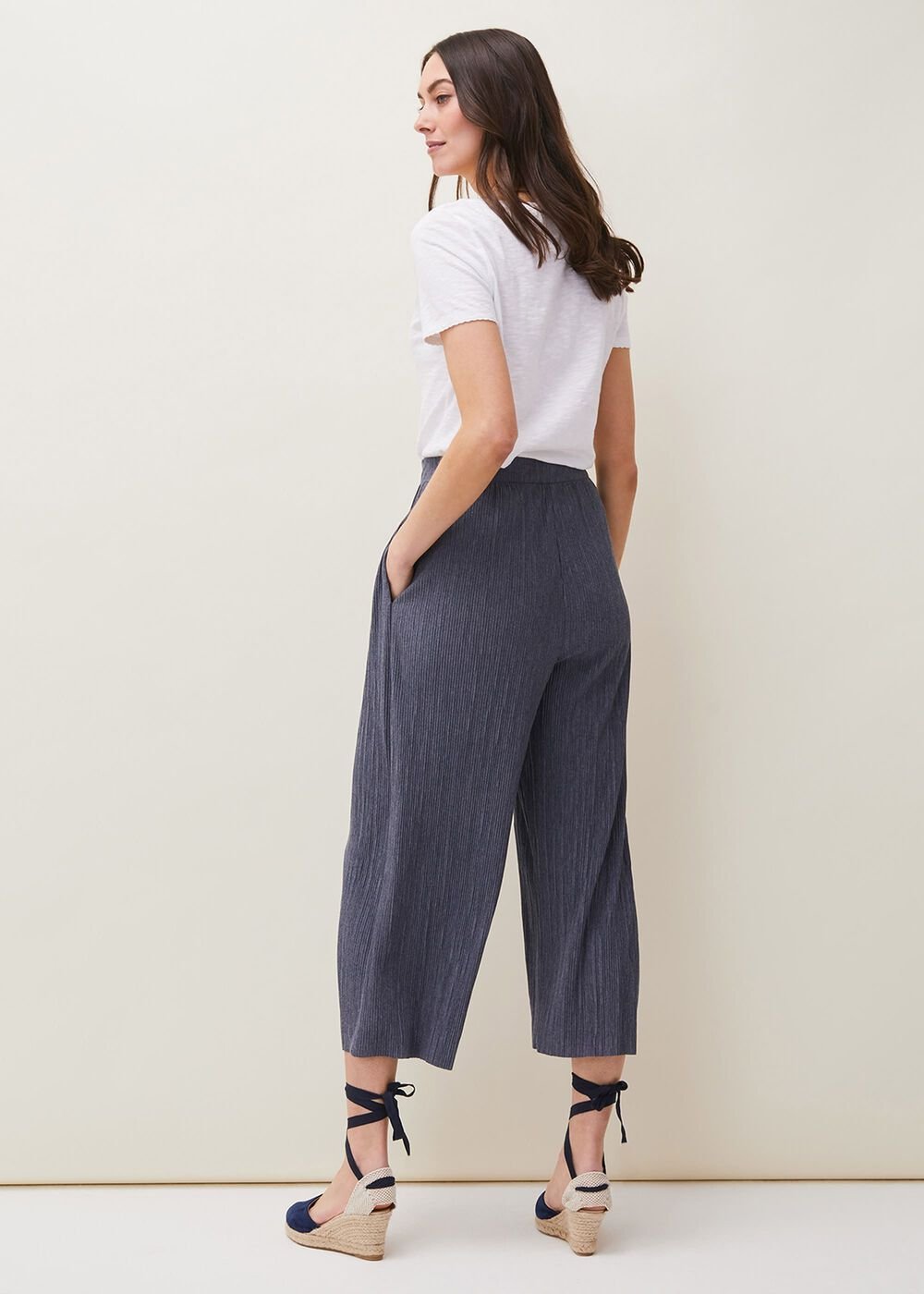 Bradie Plisse Wide Leg Trousers Charcoal