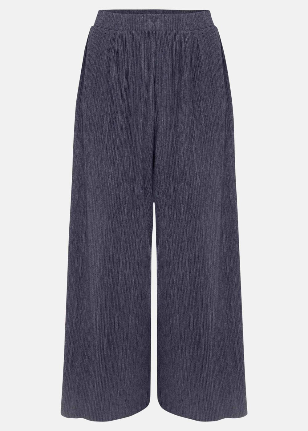 Bradie Plisse Wide Leg Trousers Charcoal
