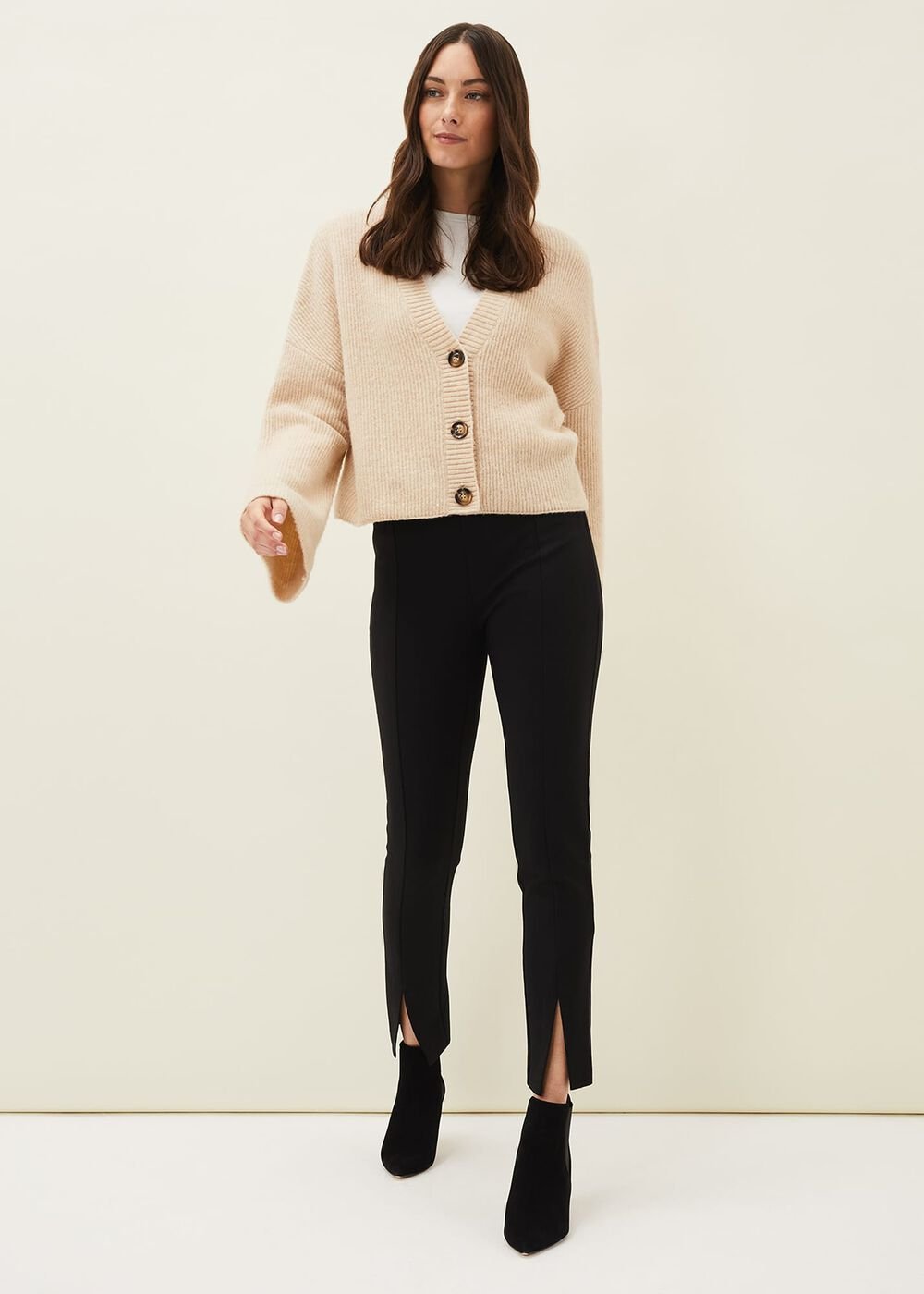 Trixie Split Front Ponte Leggings Black
