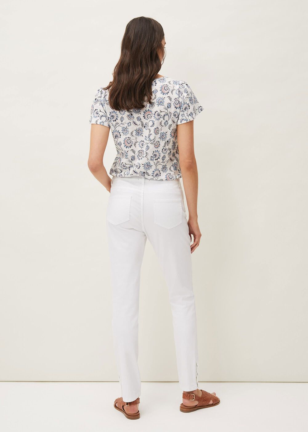 Bobbie Skinny Button Hem Jean White