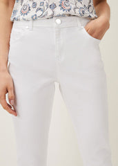 Bobbie Skinny Button Hem Jean White
