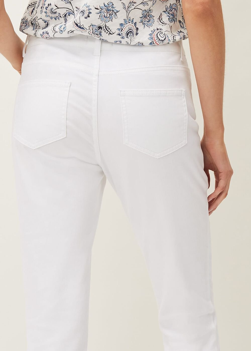 Bobbie Skinny Button Hem Jean White