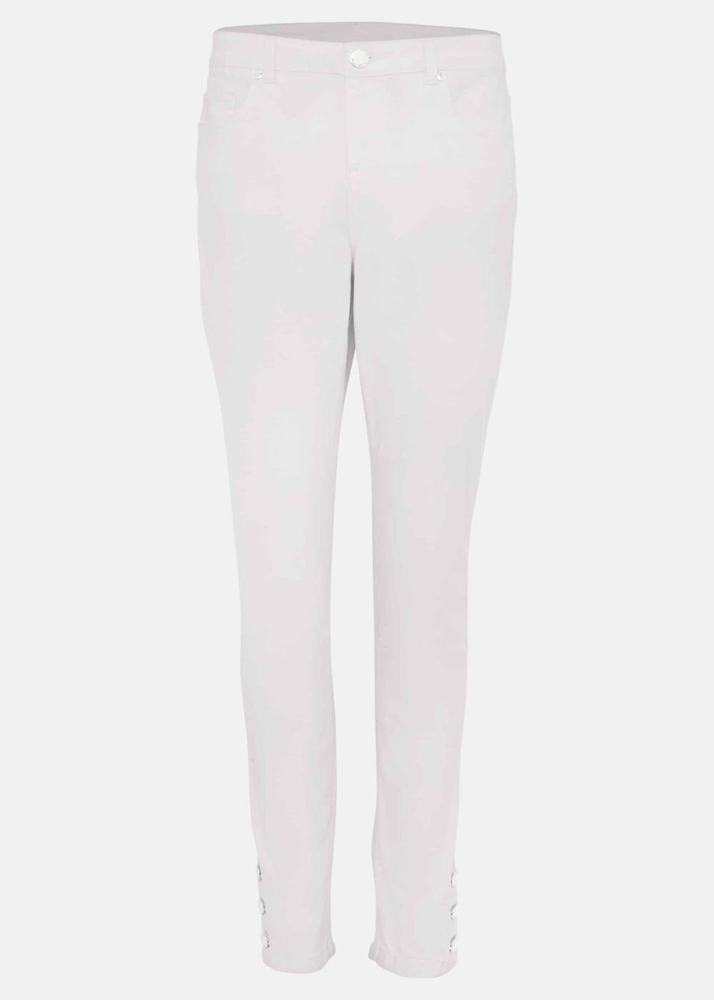 Bobbie Skinny Button Hem Jean White