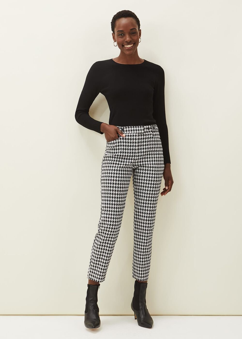 Gigi Dogtooth Trouser Black/Ivory
