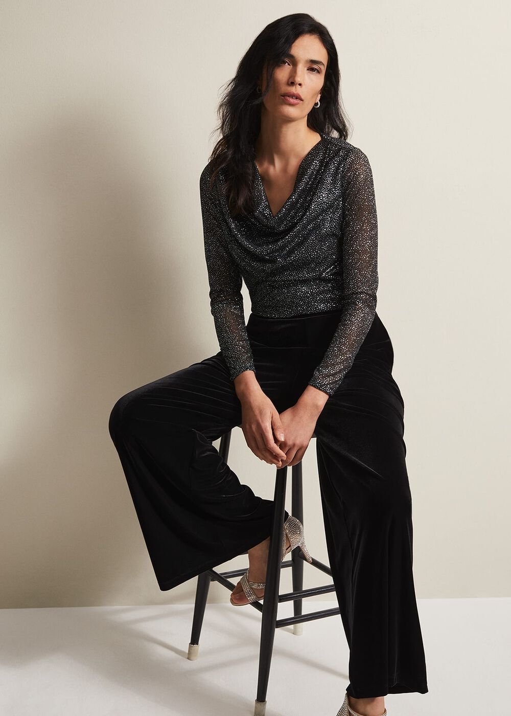 Florentine Velvet Co-Ord Trousers Black