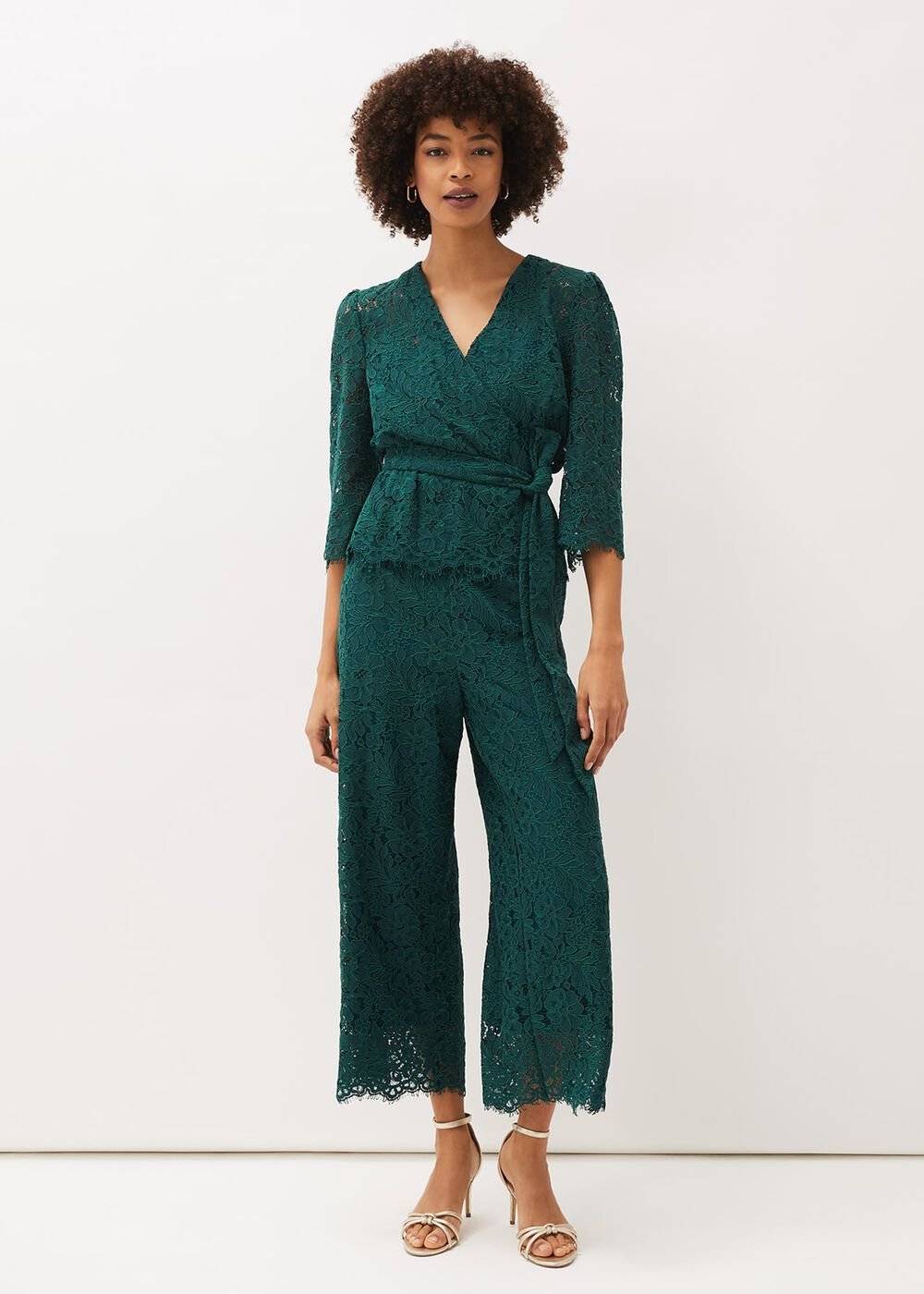 Aliza Lace Co-Ord Trousers Pine