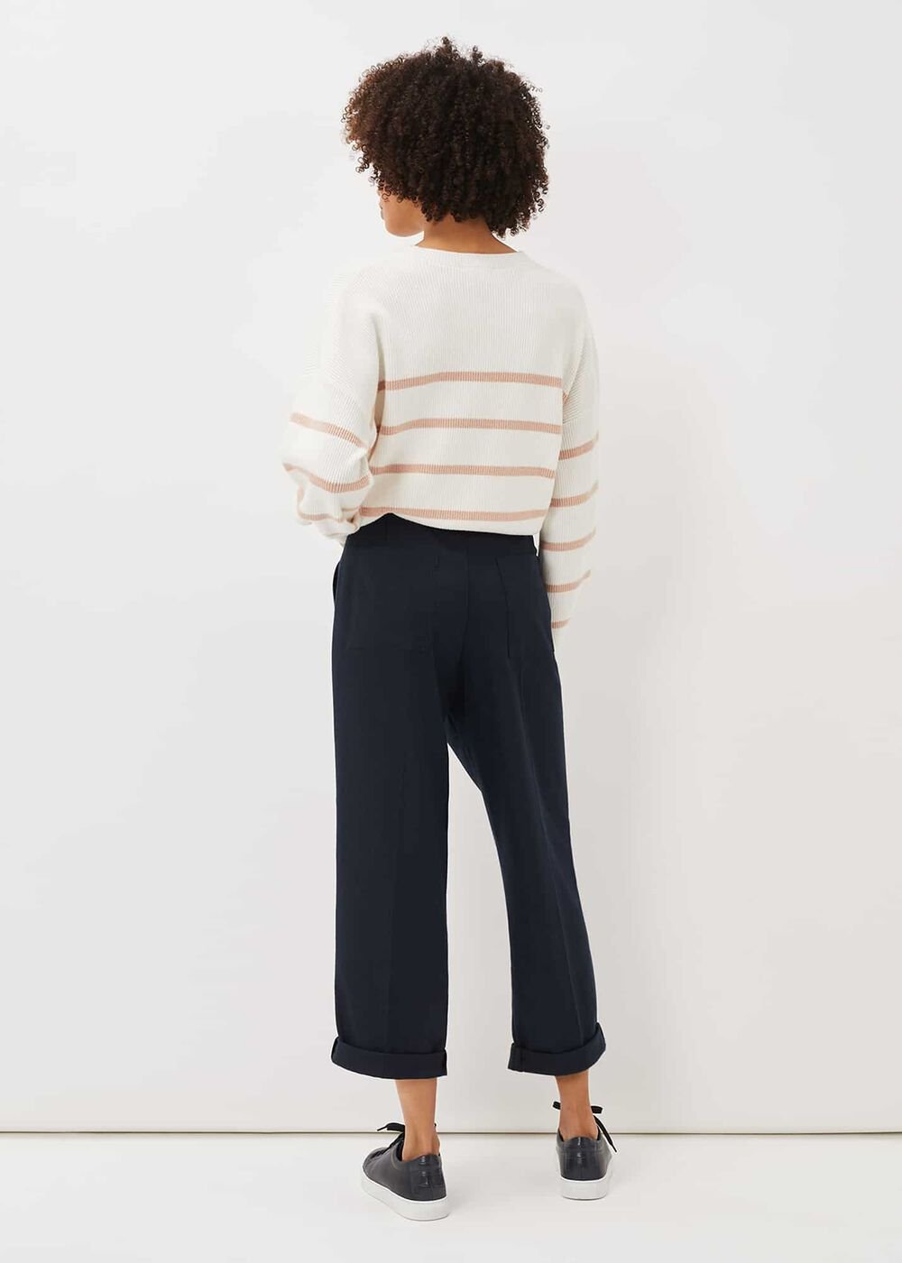 Odette Pleated Crop Trousers Navy
