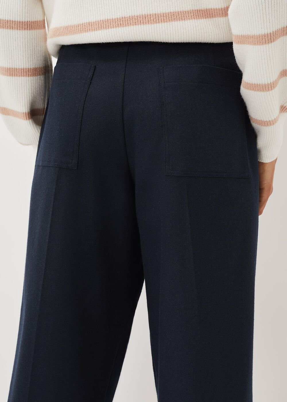 Odette Pleated Crop Trousers Navy