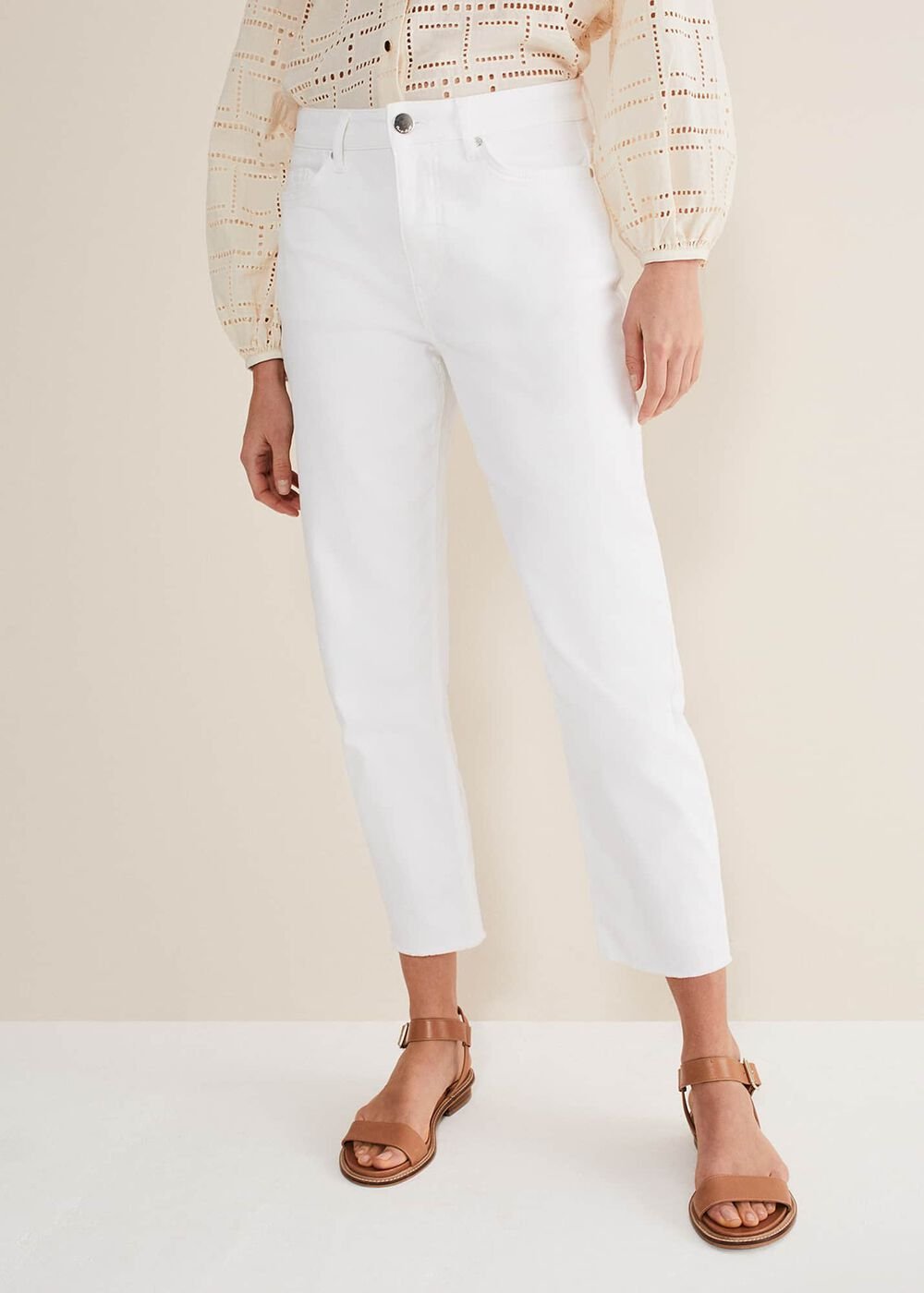 Petra Raw Hem Straight Leg Jean White