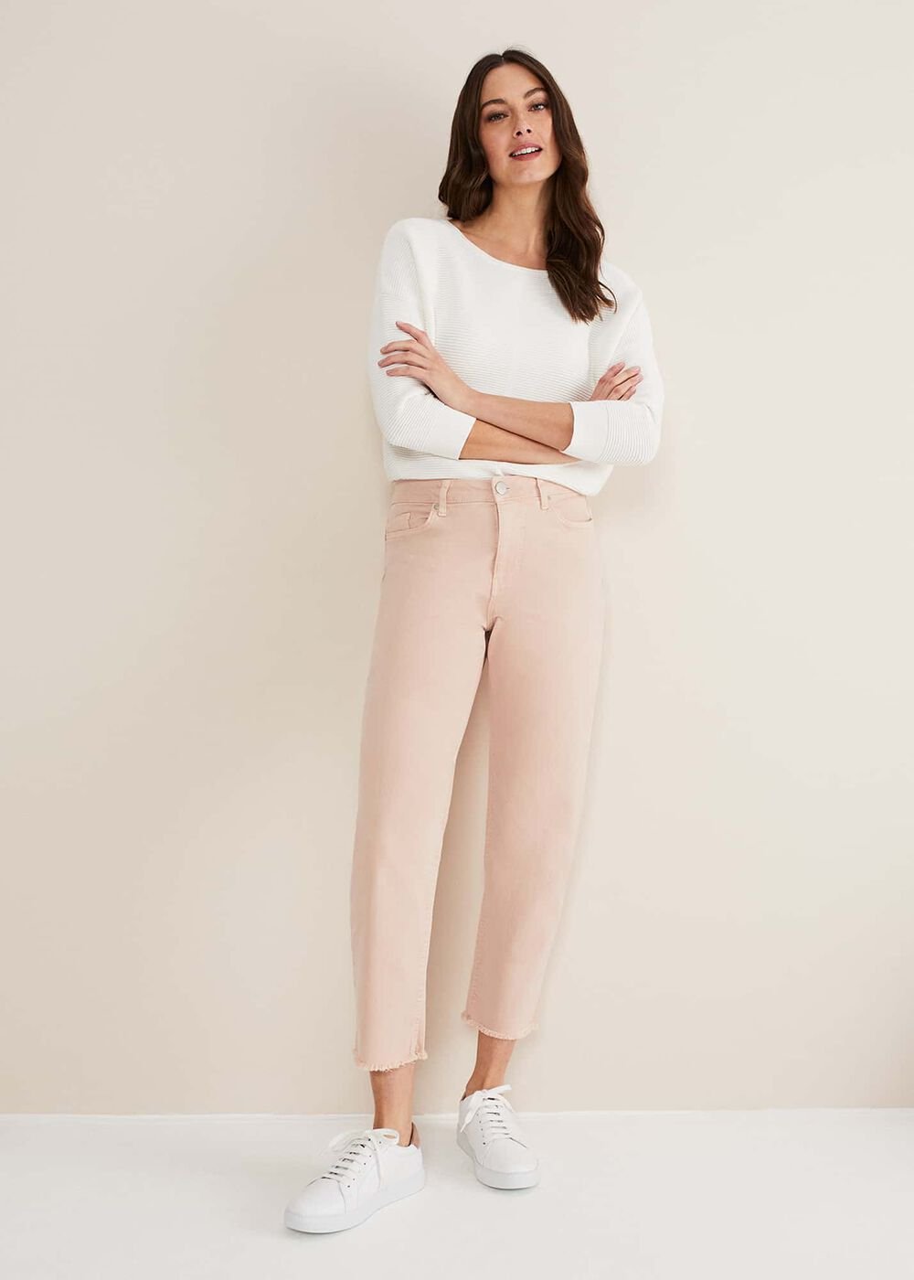 Petra Raw Hem Straight Leg Jean Pink