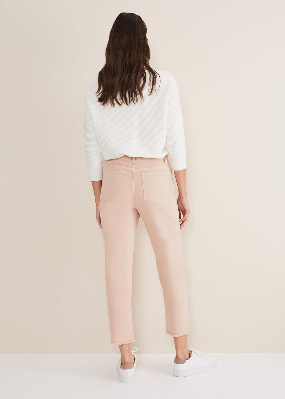 Petra Raw Hem Straight Leg Jean Pink