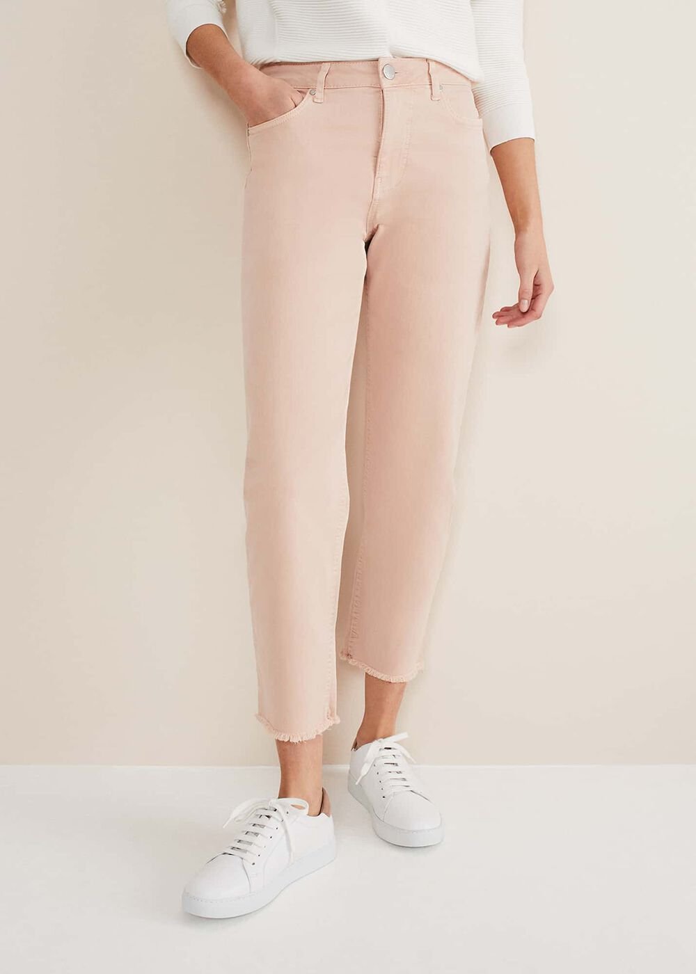 Petra Raw Hem Straight Leg Jean Pink