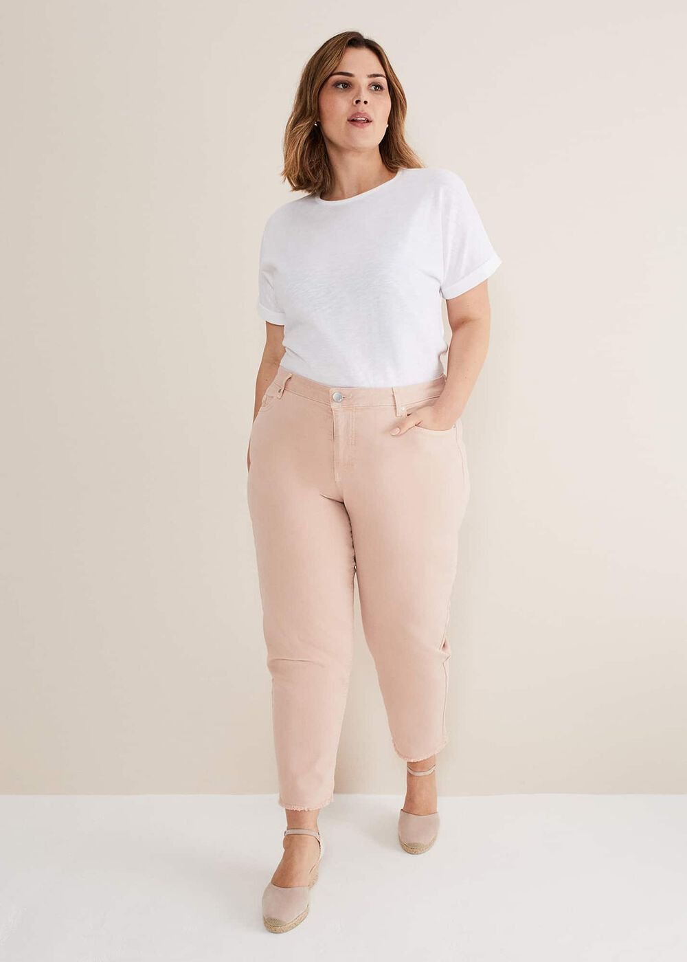 Petra Raw Hem Straight Leg Jean Pink