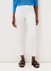 Hailee Topstitch Skinny Jeans White