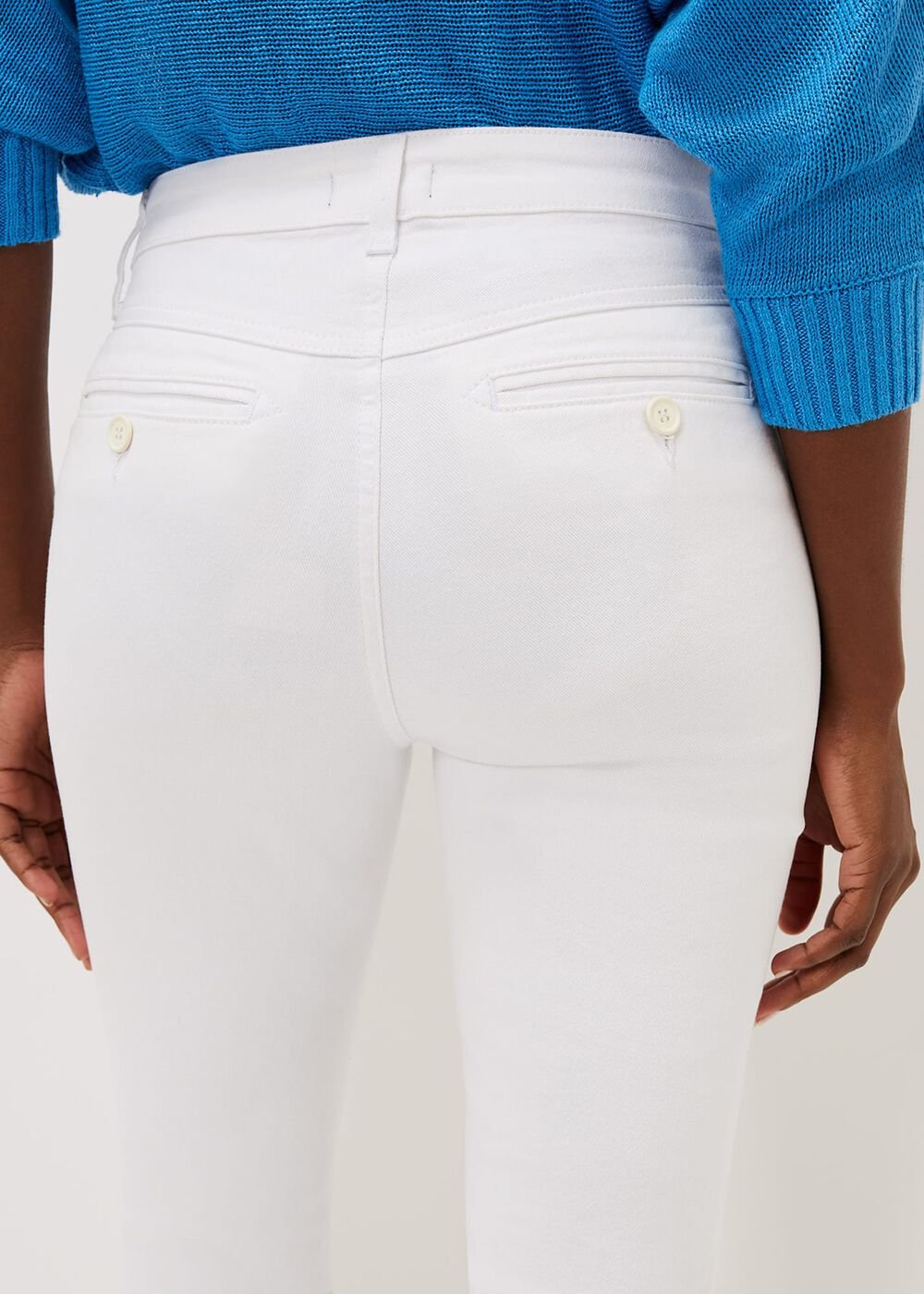 Hailee Topstitch Skinny Jeans White