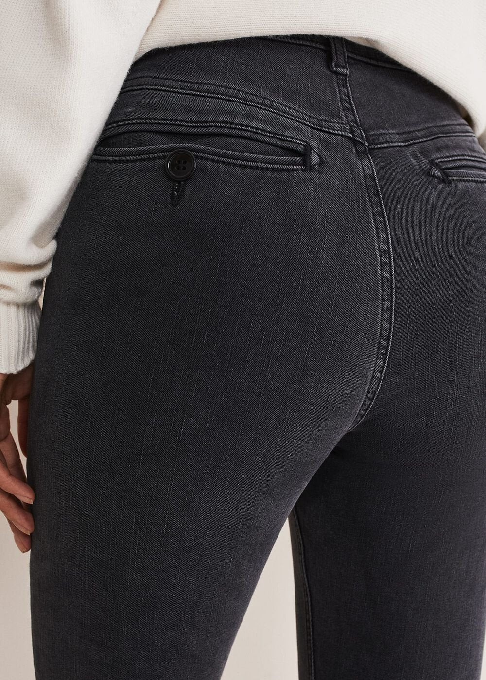 Hailee Topstitch Skinny Jeans Charcoal